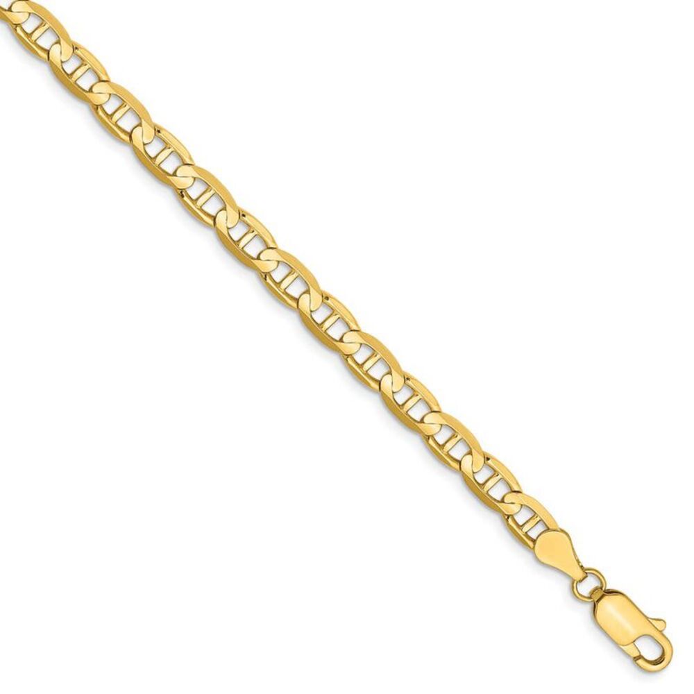 4.5mm, 14k Yellow Gold, Solid Concave Anchor Chain Bracelet, 8 Inch